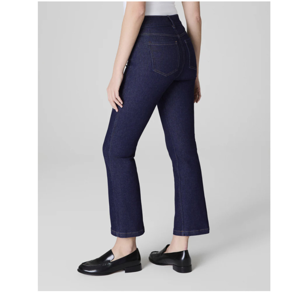 Spanx Jeans Kick Flare High Rise Cropped Tummy Shaping Blue Denim Plus Size 1X - Picture 2 of 10